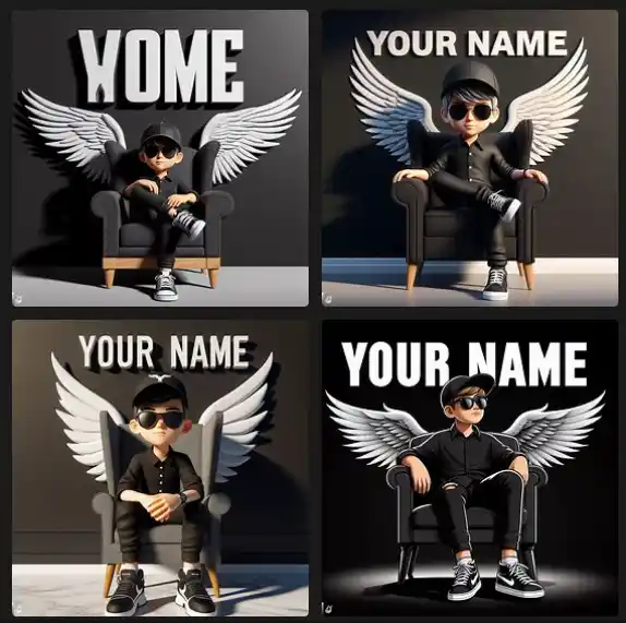 AI Wings Chair with Name Photo Editing Text Prompt