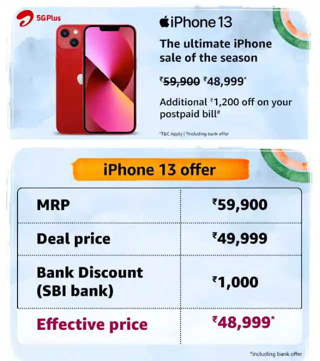 Apple iPhone 13 Offer Price on Amazon Great Republic Day Sale