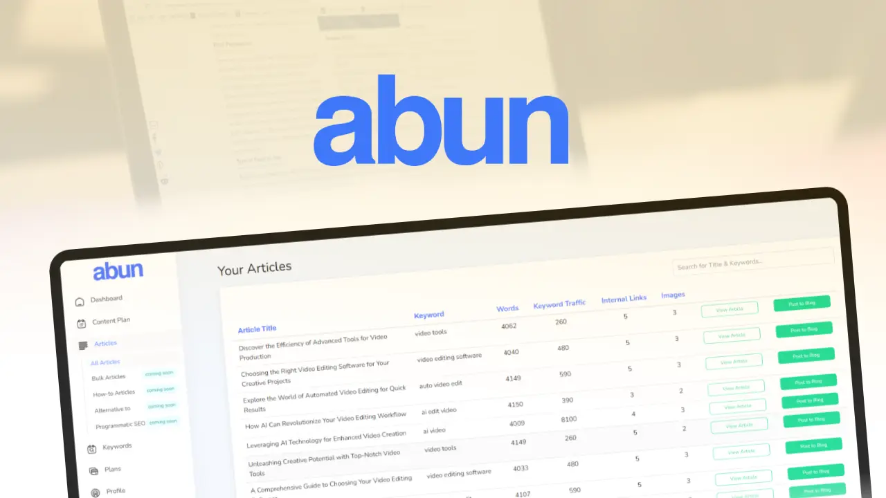 Abun Automates Your Blog With SEO-Optimized Articles Using AI Abun Startup Story