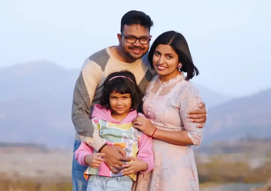 Kanchan Keshari with her husband and daughter
